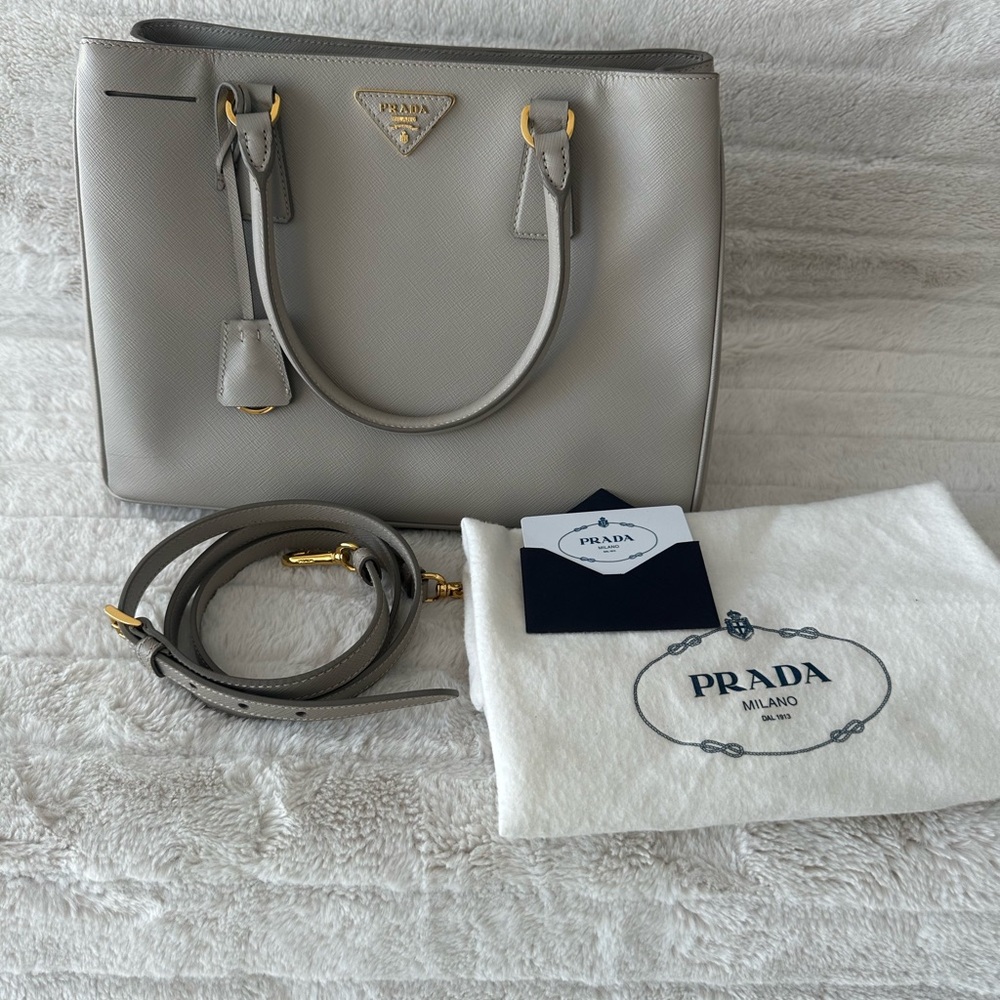 Prada saffiano lux large galleria tote, Pomice - Full set